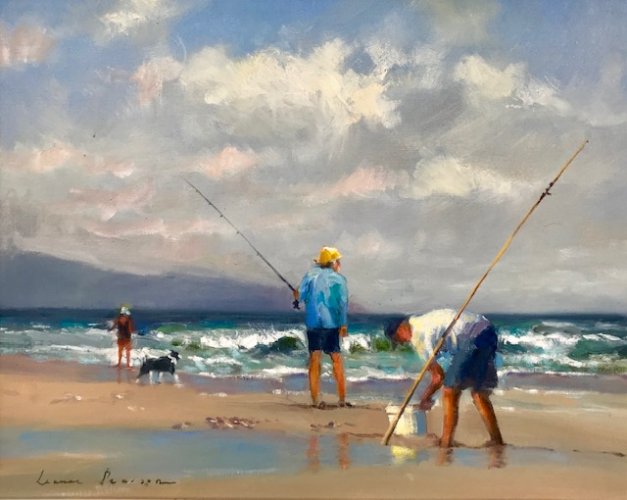 Figures on the Beach in Oils