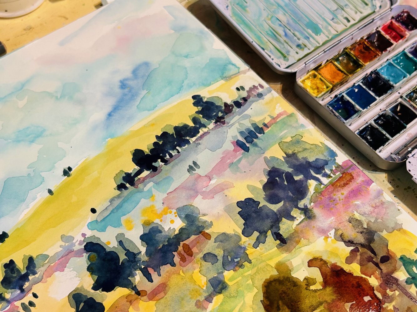 Expressive Acrylic Landscapes