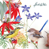 Small Bird & Botanical Study in Watercolour