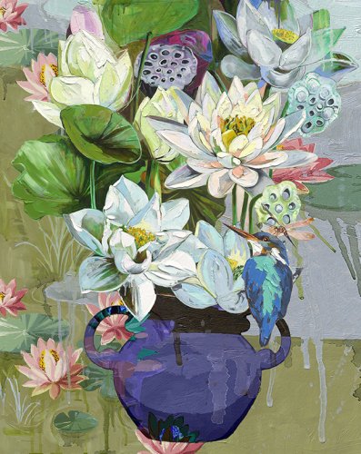 Lush Layers - Creating a Sumptuous Floral Still Life in Acrylics and Mixed Media