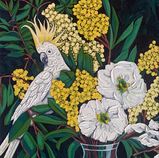 Textured Australian Birds & Flora with Acrylics & Impasto