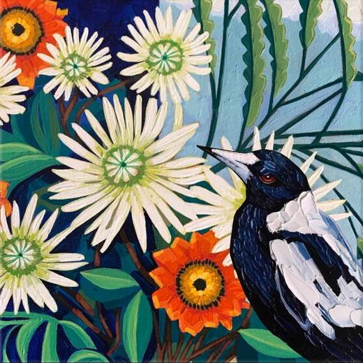 Textured Australian Birds & Flora with Acrylics & Impasto