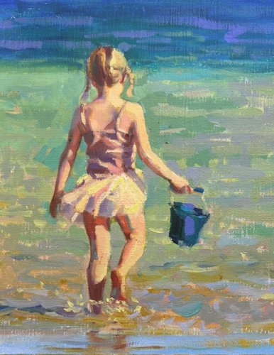 Figures on the Beach in Oils