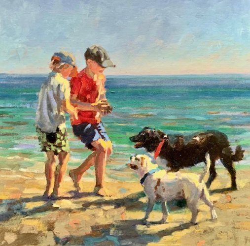 Figures on the Beach in Oils