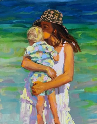 Figures on the Beach in Oils