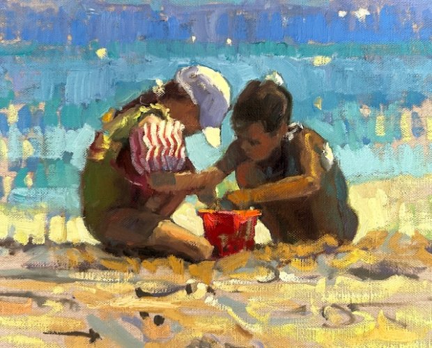 Figures on the Beach in Oils