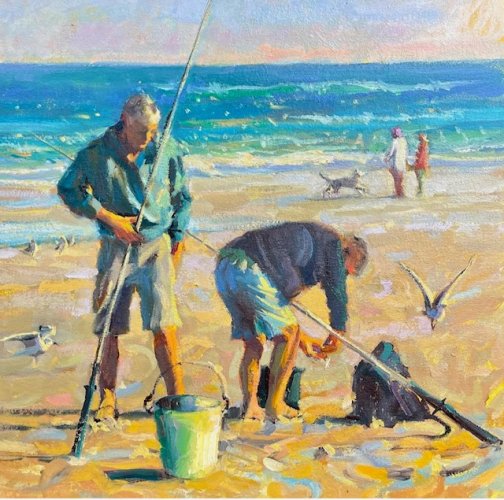 Figures on the Beach in Oils