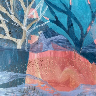 Textured Abstract Landscapes using Acrylics & Stenciling